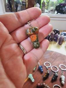 Key Rings: Pecker Key Chain - Unakite