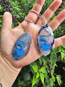 Key Rings: Dyed Agate Slice Keyring - Stitch