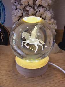 Man Made Stones: Glass Etched Sphere - Pegasus