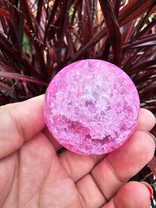 Man Made Stones: Dyed Pink Crackle Quartz Sphere