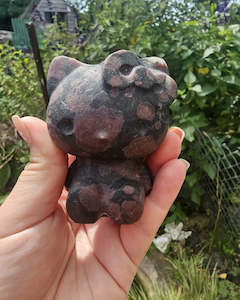 Garnet in Astrophylite Kitty Carving