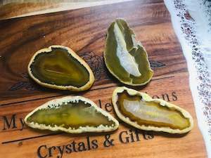 Pink Amethyst Geodes: Yellow Agate Slice