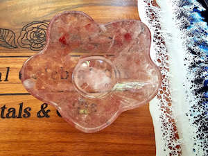 Tumble Stones: Strawberry Quartz Resin Flower Bowl