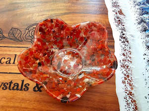 Red Jasper Resin Flower Bowl
