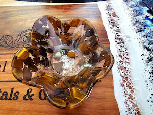 Tiger Eye Resin Flower Bowl