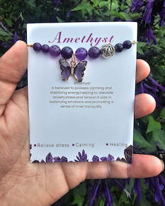 Amethyst Butterfly Adjustable Bracelet