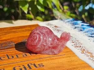Carvings: Strawberry Quartz Snail
