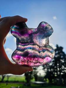 Crystal Drink Bottles: Rainbow Fluorite Bear Bowl