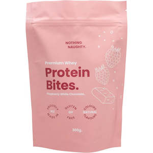 Biscuits Cookies Cakes: Premium Whey Protein Bites - Raspberry White Chocolate 300g