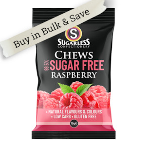 Lollies: Raspberry Chews 70g - Buy in Bulk and SAVE!