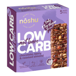 Noshu: Low Carb Nut Bars Chocolate, Berry & Roasted Almond 5 Pack