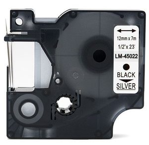 Dymo 45022 Label Tape Black on Silver 12mm x 7m
