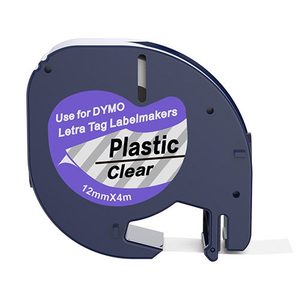 Dymo 12267 D12267 Black on Clear Tape 12mm x 4m