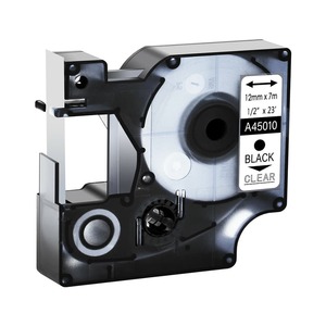 Dymo 45010 Tape 12mm Black on Clear