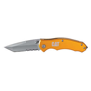 Cat: CAT 165mm Tanto Serrated Folding Knife W/Glass Break