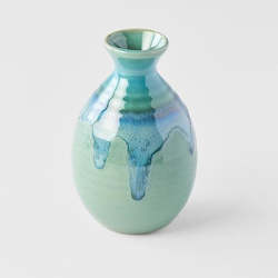 Sake: Aqua with Dark Green Drip Sake Jug