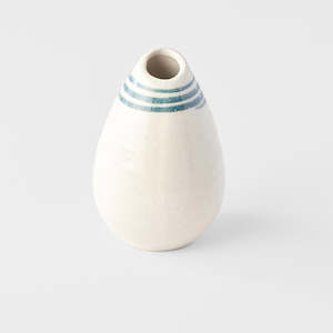 Small Things: White with Blue Rings Teardrop Vase