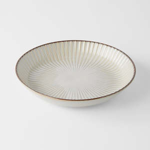 Dinner Plates: Sendan White High Rim Plate