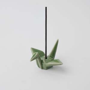 Green Origami Crane Incense Holder