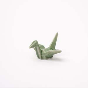Utensils: Green Origami Crane Chopstick Rest