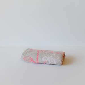 Japanese Cloths Towels: Flor Hand Towel in Pink & Beige