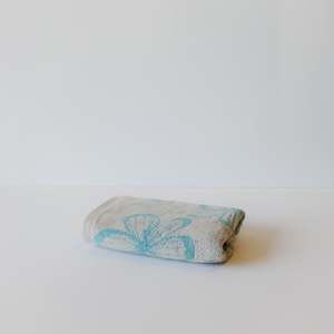 Japanese Cloths Towels: Flor Hand Towel in Blue & Ivory