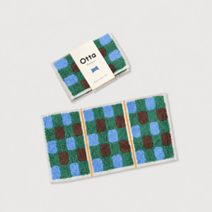Japanese Cloths Towels: Green Check Otta Compact Towel