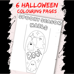 Colouring pages: Halloween Nail Art Colouring Pages