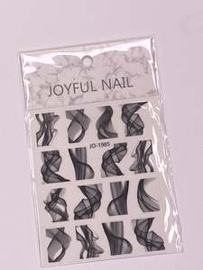 Nail Decals Stickers: Black and white water marble