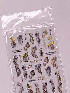 Nail Decals Stickers: Black/gold marble