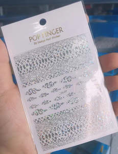 Nail Decals Stickers: Snake stickers silver