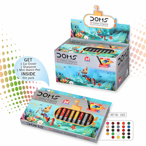 7495 - DOMS 12 BI-COLOUR, 24 SHADES JUMBO WAX CRAYONS - Naman Limited