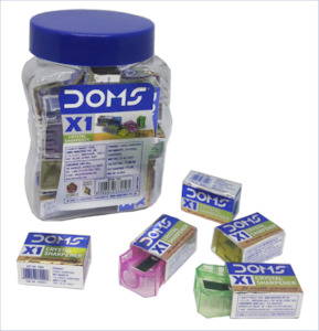 Products: 7417 - DOMS X1 CRYSTAL SHARPENER 50 PCS JAR - Naman Limited