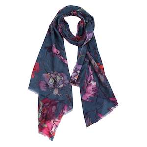Best Sellers: Enchanted Orchid Garden Floral Scarf – Merino Fine Wool Designer Wrap | Purple & Burgundy Botanical Print