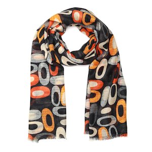 Retro Geometry Scarf – Merino Wool Silk Wrap | Mid-Century Modern Abstract in &hellip;