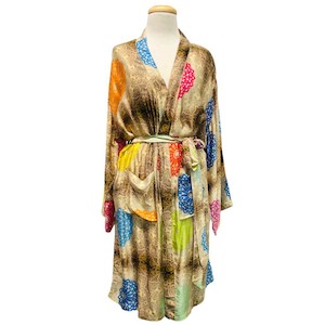 Mandala Art Print Belted Modal Satin Kimono
