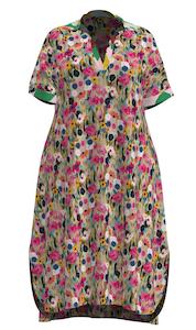 Floral Print A-line Ankle Length Dress (S-M)