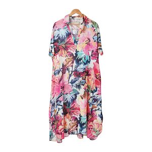 Floral Print A-line Ankle Length Dress (S-M)