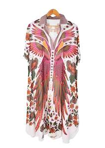 Firebird Print A-line Ankle Length Dress (M-L)