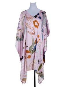 Kaftan: Floral print Modal Satin Kaftan