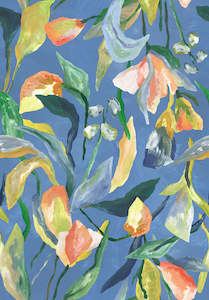 FLORAL Print Long Silk Kaftan