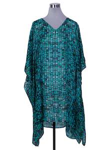 Abstract Pure Silk Long Kaftan