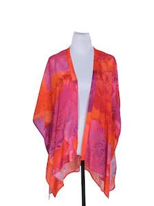 Viscose Crep Cape: Floral Viscose Crepe Kaftan Cape