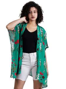 Viscose Crep Cape: Jade Garden Viscose Crepe Kaftan Cape