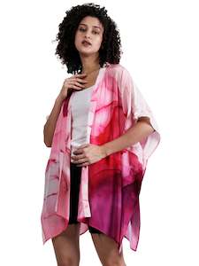 Viscose Crep Cape: Water Color Art Viscose Crepe Kaftan Cape