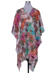 Floral Merino Wool Travel Cape