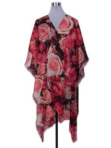Floral Merino Wool Travel Cape