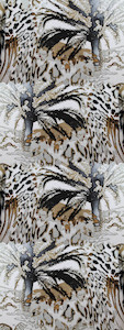 Safari Palm Animal Print Scarf – Modal Silk Designer Wrap | Leopard & Tropical Motif