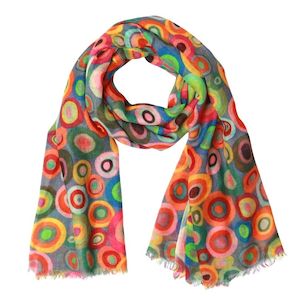 Kaleidoscope Circles Scarf – Merino Fine Wool | Vibrant Geometric Abstract Des&hellip;