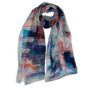 Abstract: Abstract Print Merino Silk Designer Scarf